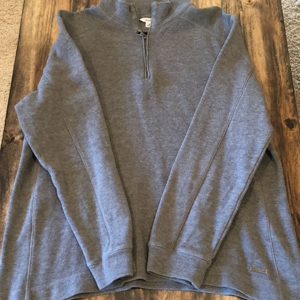 Calvin Klein Men’s Gray 1/4 Zip Cotton Sweater Medium Like New